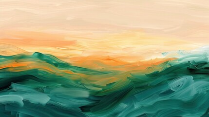 Sticker - Emerald and orange backdrop depicting rolling dunes with a vivid sunrise sky