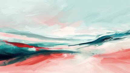 Wall Mural - Abstract background with crimson and aqua showing a calm countryside with rolling hills