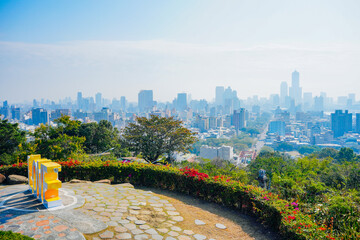 Kaohsiung, Taiwan, Republic of China, 01 25 2024: The landscape of Kaosiung port harbor, downtown, taiwan strait, and shoushan mountain 