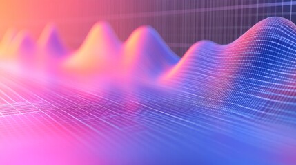 Poster - a sleek 3d line graph in gradient colors, floating in a futuristic digital grid, symbolizing advance