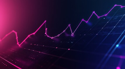 Poster - a sleek 3d line graph in gradient colors, floating in a futuristic digital grid, symbolizing advance