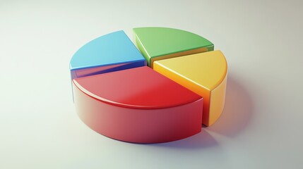 Poster - a sleek 3d pie chart with glossy, multicolored sections, illustrating market share or data distribut
