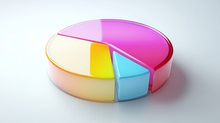 Poster - a sleek 3d pie chart with glossy, multicolored sections, illustrating market share or data distribut