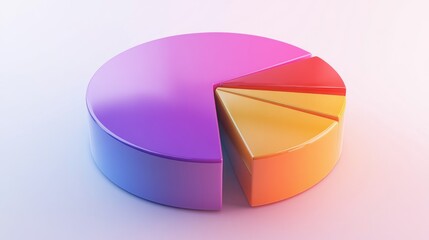 Poster - a sleek 3d pie chart with glossy, multicolored sections, illustrating market share or data distribut