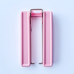 Poster - Iconic Pink Binder Clip Showcased on Clean White Background with Geometric Style