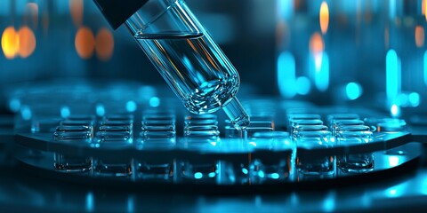 Poster - Modern medical research. Technologies in medicine and science. Printing for operations and implantation. The concept of medicine development.