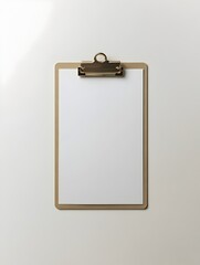 Poster - Lone Neutral Colored Clipboard on Crisp White Background with Uniform Lighting