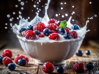 Canvas Print - yogurt and berries