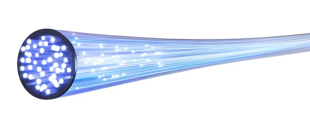Poster - Luminous Fiber Optic Wave Traveling Through Futuristic Cable Technology