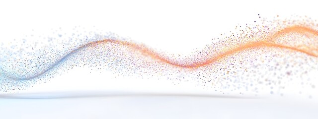 Poster - Luminous Light Wave Represented by Flowing Photon Particles on White Background