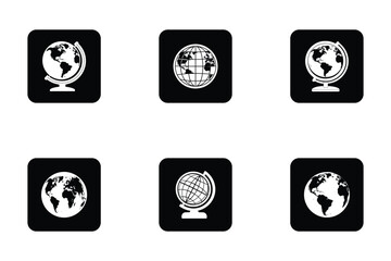 Globe icon bundle set in vector silhouette style