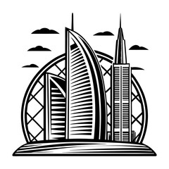 UAE building silhouette vector illustration