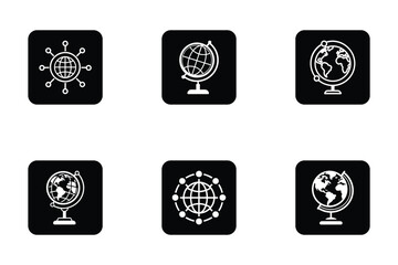 Globe icon bundle set in vector silhouette style