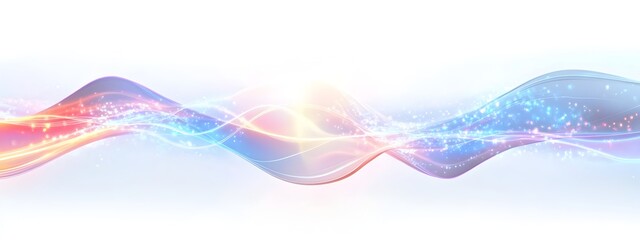 Poster - Mesmerizing Light Wave with Holographic Effect Abstract Futuristic Digital