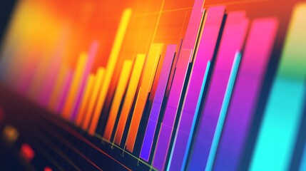 Poster - A vibrant bar chart on a presentation slide with a dynamic color scheme, emphasizing key financial data and trends for an engaging business presentation.