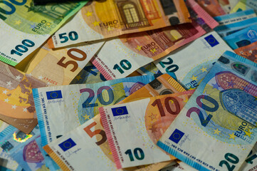 Wall Mural - Finance background of different euro bills. European money 1