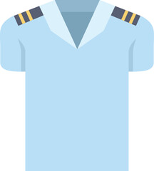 Canvas Print - Simple vector icon of a light blue captain shirt with epaulettes isolated on a white background