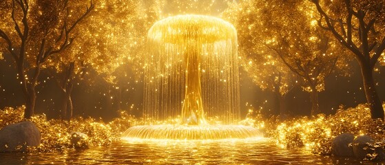 Aufkleber - Golden Fountain Surrounded by Enchanted Forest