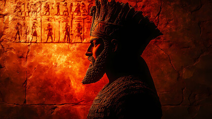 Wall Mural - Nebuchadnezzar silhouette the king of the babylonian empire bible historical past, generative ai. Persian Empire. Illustration