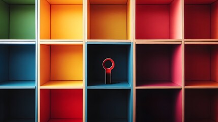 Poster - Neatly Organized Color Gradient Shelves with Hole Punch Accent