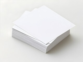 Poster - Neatly Stacked Blank White Index Cards on Plain Background