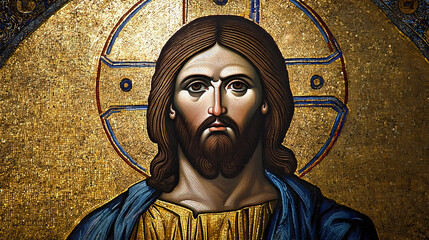 Wall Mural - Jesus christ, depicted in the traditional byzantium art. Byzantine Empire. Illustration