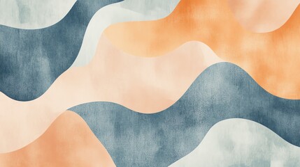 Poster - A soft and abstract background with flowing lines in muted tones of blue, peach, and white.
