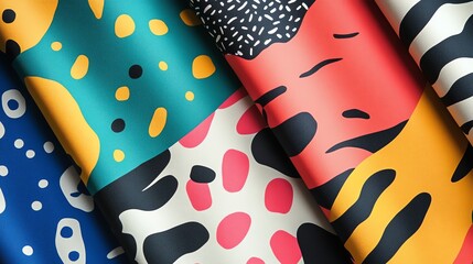 Poster - A colorful abstract pattern with bold shapes and textures. The vibrant colors and playful design create a dynamic and eye-catching visual.