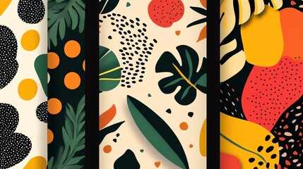Poster - A vibrant and playful abstract pattern featuring bold colors and geometric shapes. The design is perfect for adding a touch of whimsy to any project.