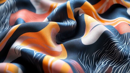 Poster - A close-up of a colorful fabric with a textured surface. The fabric is draped in soft folds, creating a sense of movement and depth.