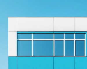 Wall Mural - Minimalist factory building with a simple, streamlined form, emphasizing clean lines and smooth textures