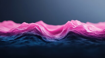 Poster - A mesmerizing abstract landscape showcasing flowing, wavy textures in vibrant pink and blue hues, creating a surreal and visually engaging piece of art.