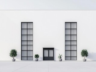 Wall Mural - Factory building with a minimalist facade, large open spaces, and sharp, clean architectural lines