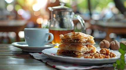 Sticker - Delicious Baklava with Walnuts and Syrup A Sweet Treat