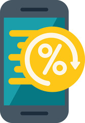 Aufkleber - smartphone is showing a cashback percentage symbol on the screen