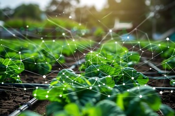Automated crop monitoring and irrigation in a smart farm, using AI to maximize yield and efficiency