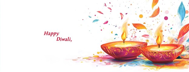 Happy Diwali. graphic of Diya lantern. Indian festival of lights. with white background.
