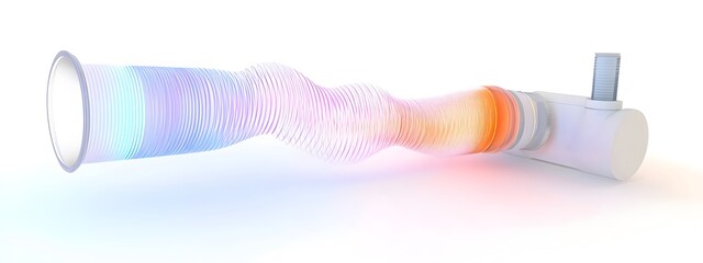 Poster - Vibrant 3D Rendered Light Wave in Optical Coherence Tomography Setup on White Background