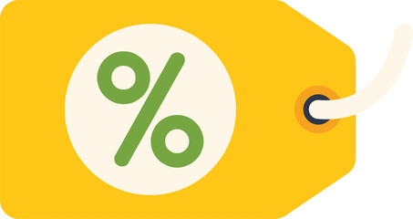 Poster - Yellow discount tag showing percent sign for a sale offer