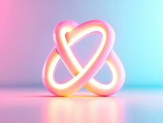 Canvas Print - Abstract Pink and Yellow Neon Light Shape.