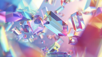 Poster - A vibrant and colorful abstract background featuring iridescent geometric shapes.