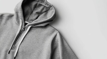 gray hoodie zipper mock up on white background