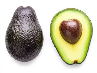 whole and half avocado isolated on white background, --ar 4:3 --v 6.1 job id: f75d2293-09ef-46bb-93f