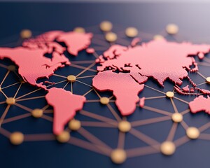 3D digital map of the world with network connections, vibrant colors, and modern design.