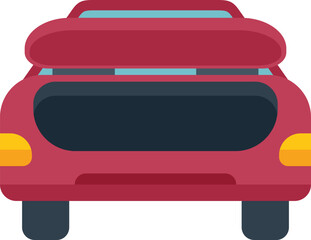 Poster - red car with open empty trunk showing rear view in flat design style