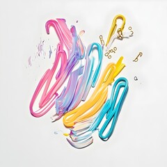 Aufkleber - Vibrant Swirling Shapes of Dynamic Office Clips Evoking Kinetic Energy and Abstract Expressionist