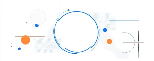 Poster - Abstract flat graphic featuring a circular geometric design with blue and white colors