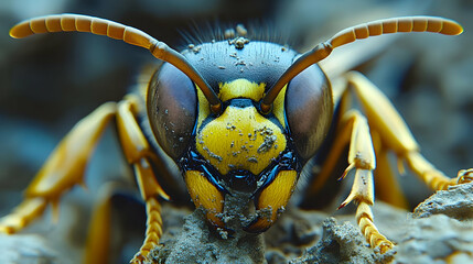 Close-Up Macro Photography of a Yellow Jacket Wasp Illustration