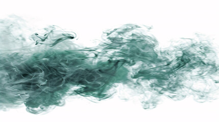 Wall Mural - A colorful smoke burst. emerald green and jade. intricate textures. pure white backdrop. 