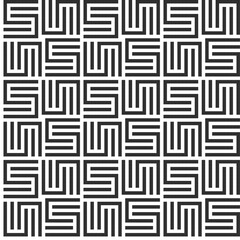 Poster - Symmetric lines lattice. Vector monochrome tiled background. Repeating geometric and symmetric ornament. Modern stylish texture.